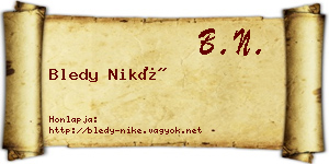 Bledy Niké névjegykártya